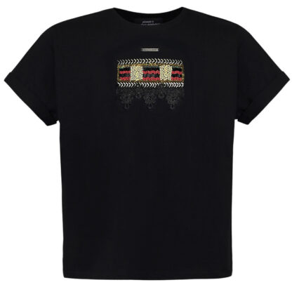 T-SHIRT CZARNY Z HAFTEM DAMSKI