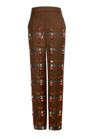 SPODNIE BRĄZOWE Z KRYSZTAŁAMI