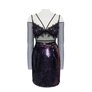 SUKIENKA CEKINOWA FIOLETOWA MINI