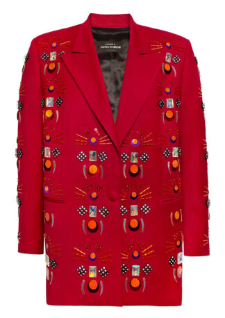 GARNITUR CZERWONY Z KRYSZTAŁAMI